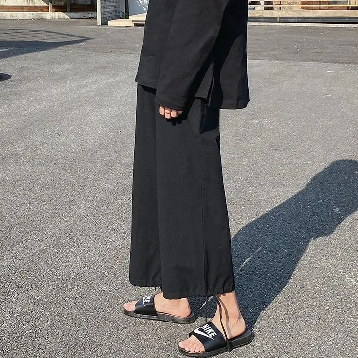 

Large cotton and linen pants women's casual loose legged slim quarter pants women's summer wide leg pants thin and simple