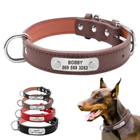 large durable personalized dog collar pu leather padded pet id collars customized for small medium large dogs cat