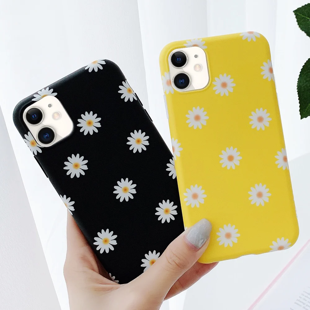 

Cute Daisy Soft Rubber Case For iPhone 11 Pro Max X Xr Xs Flower Printed Shockproof Cover For iPhone 8 Plus 7 6 6S SE2020 12