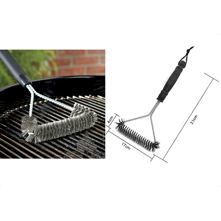 

Keuken Accessoires Bbq Grill Barbecue Kit Borstel Roestvrij Staal Koken Gereedschap Draad Haren Driehoek Reiniging Borstels