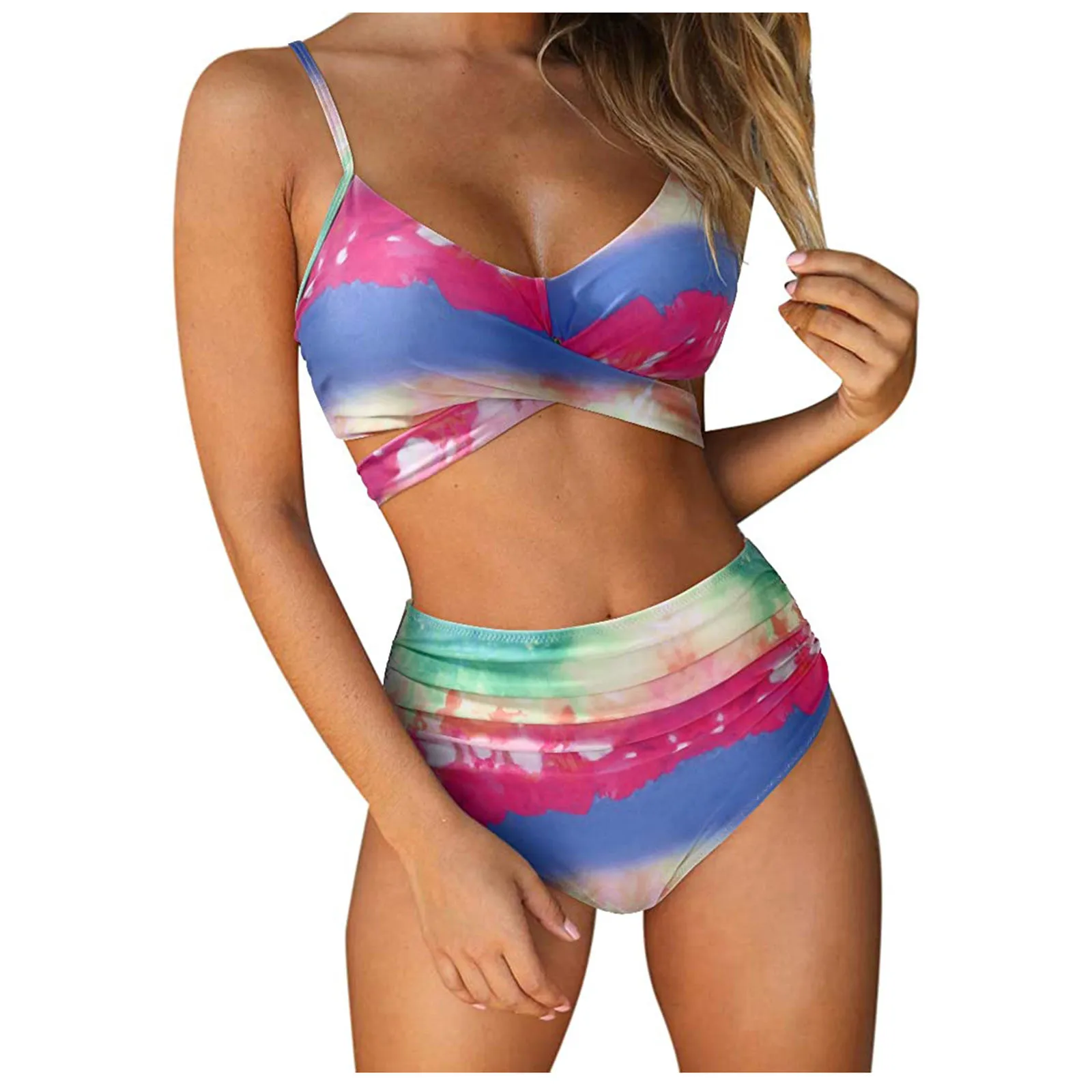 

Printed Swimsuit Women Snake Print Bikini 2021 Sexy Cross Bandage Bathing Suit High Waist Bikini Set Biquini Push Up Swimwear
