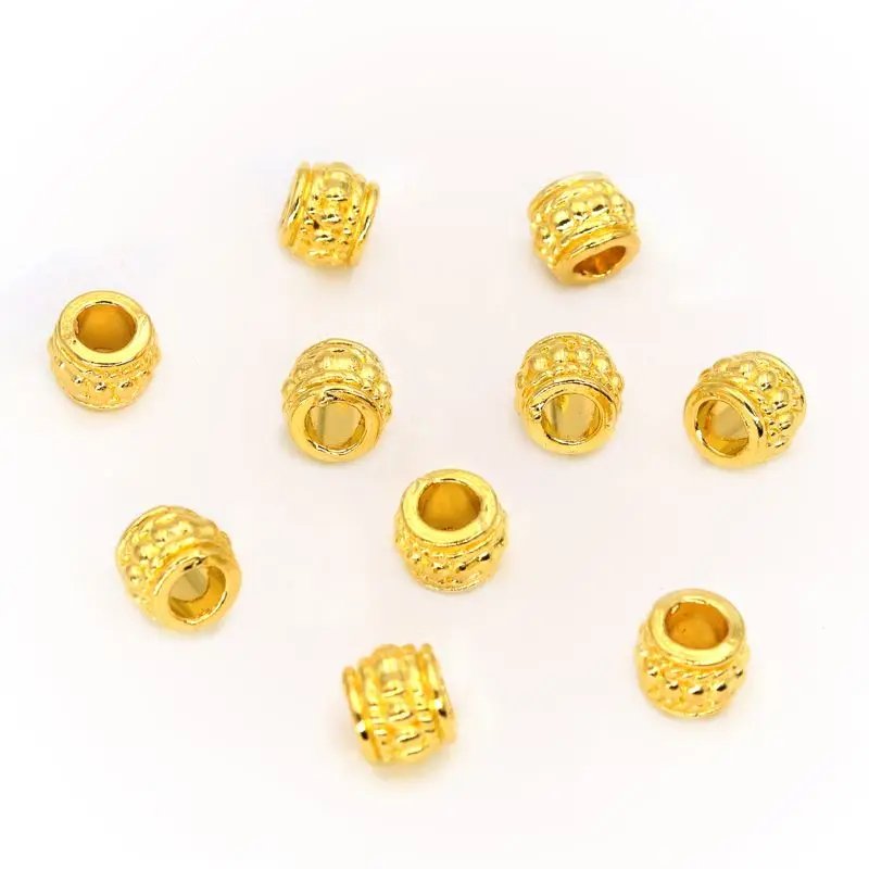 Золотистые бусины с большим отверстием запасные металлические для изготовления