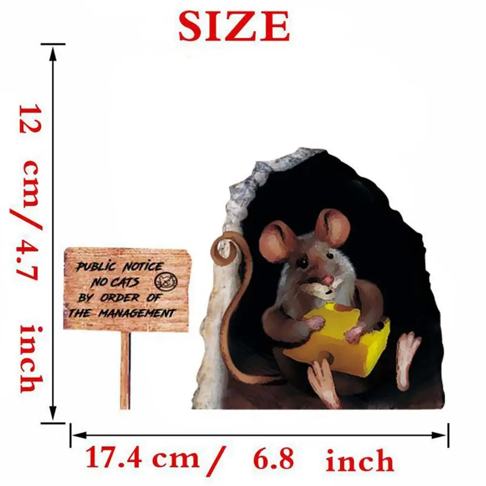 

1PCS 3D Cute Mouse Hole Stereo Wall Stickers For Kids Poster House Supplies Vinyl Rooms Decoration Decals Art Home Vintage T7F4