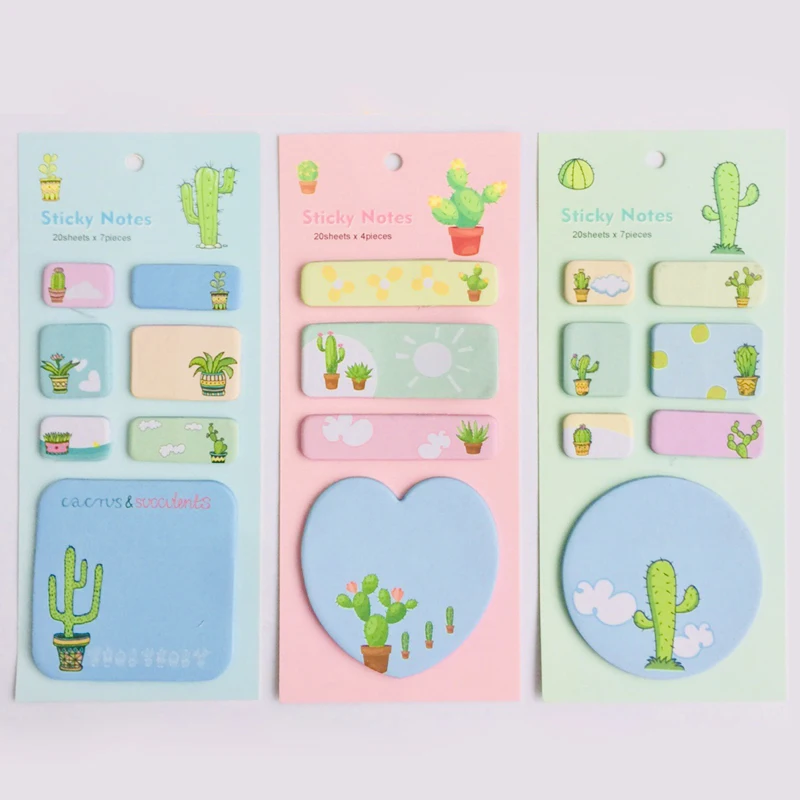 1X Kawaii яйцо лягушка блокнот для заметок Sticky Notes школьные канцелярские принадлежности - Цвет: 1 cactus Random