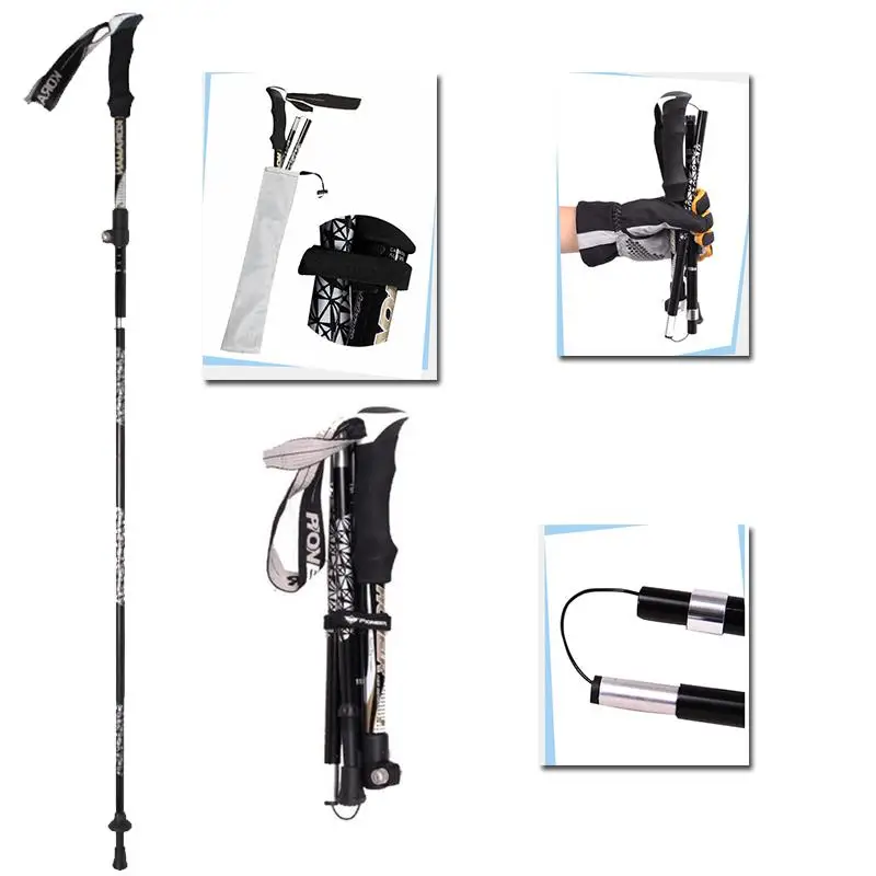 

35cm Climb Walking Stick 5-Section Parts Aluminum Alloy Hiking Alpenstock