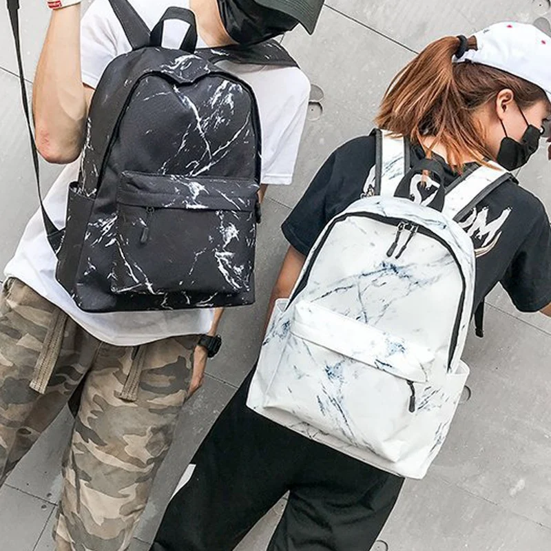 

NEW-Net Red Marble Pattern Student Personality Portable Women's Backpack
