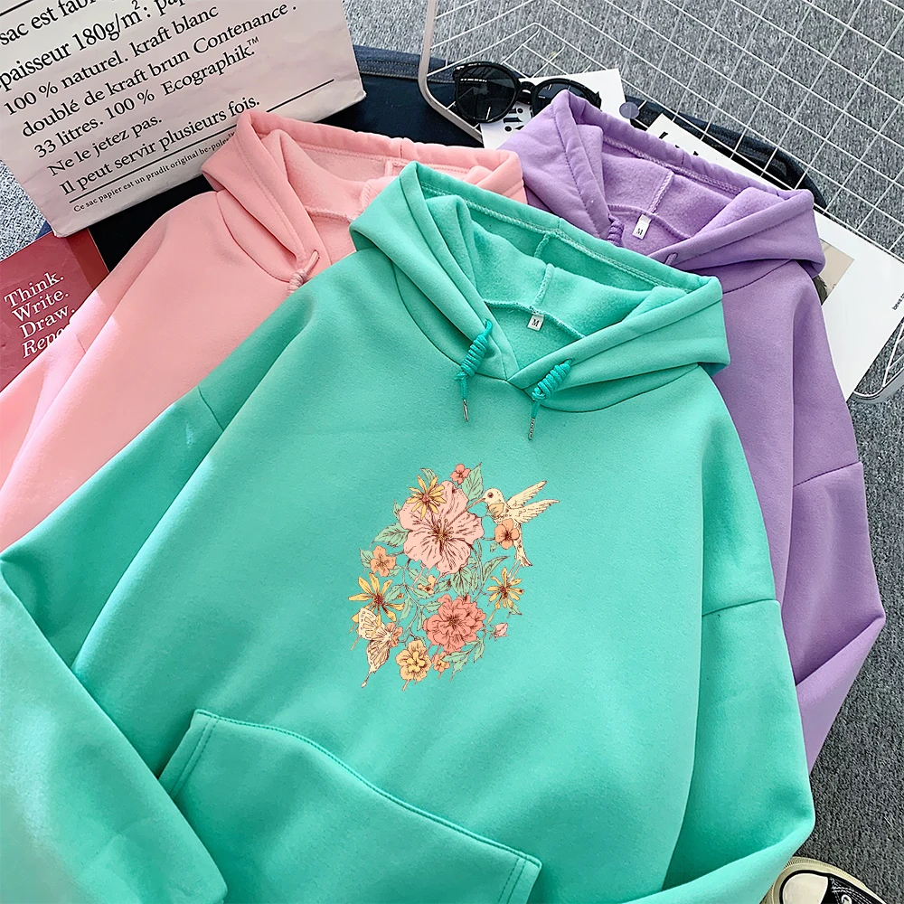 Женская флисовая толстовка с капюшоном цветочным принтом | одежда