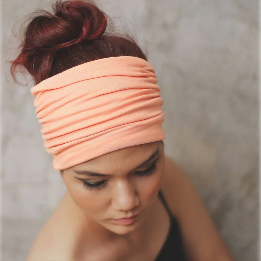 

Sport Style Wide Yoga Headbands For Women Girls Candy Color Elastic Patchwork Cotton Hairband Makeup Headwraps Hair Accessories