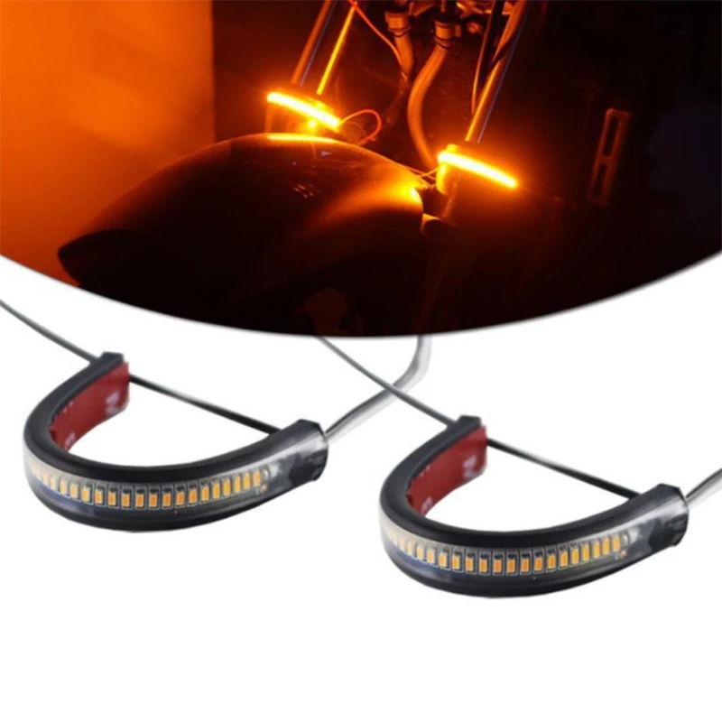 

Flexible Switchback Dual-Color White & Amber Motorcycle LED Fork Turn Signal DRL Daytime Running Light Waterproof