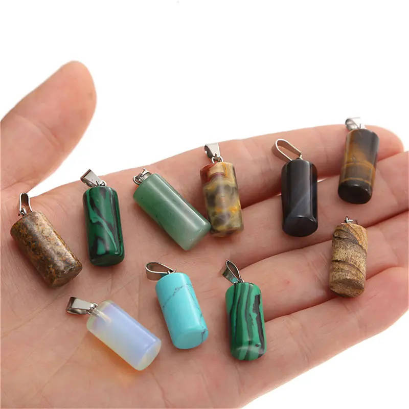 

10 шт. цилиндрические Подвески Julie Wang из натурального камня маленькие подвески для женщин ожерелье браслет ювелирные изделия аксессуары