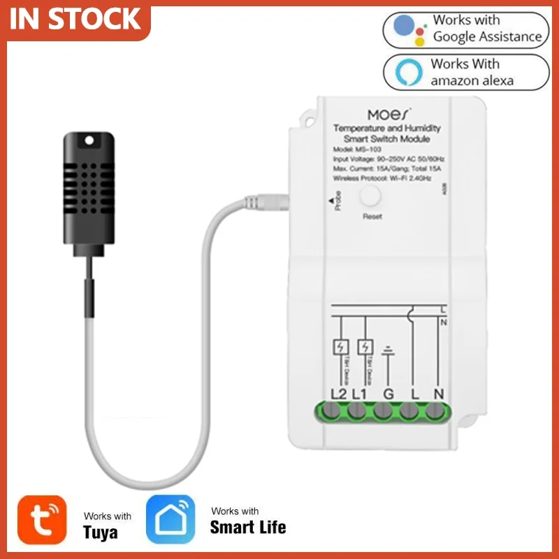 

Tuya WiFi Smart Switch Control Monitoring Temperature Humidity Remote Controller Work With Google Home,Alexa Automation Modules