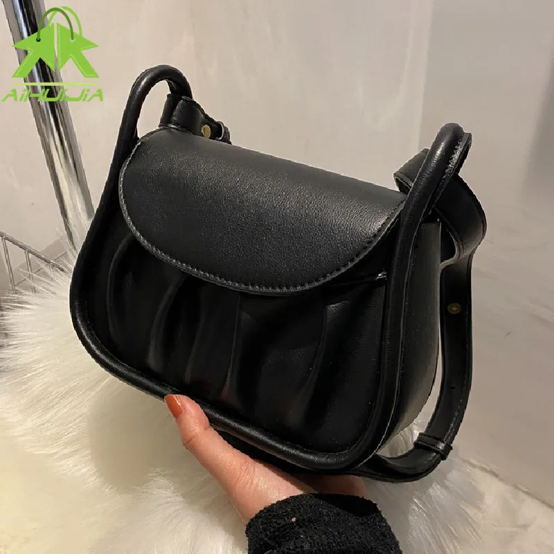 

Модные плиссированные Женские однотонные сумки, Новая высококачественная Женская Роскошная Дизайнерская Дорожная сумка-мессенджер