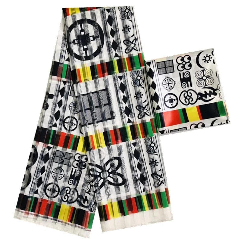 Африканские ткани 2020 Лидер продаж шелковая ткань из органзы 4 + 2 ярда материал