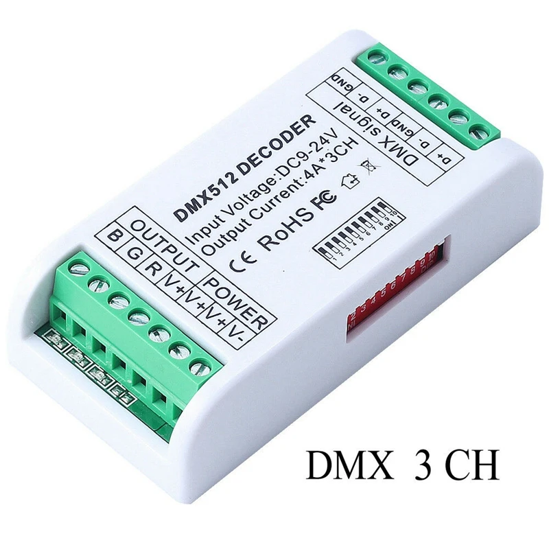 3CH DMX 512 LED Decoder Controller Dimmer 9V-24V Console USB for RGB Strip | Электроника