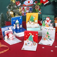 5pcslot 3d greeting cards santa elk pattern postcards for christmas xmas decoration blessing message cards for friend family
