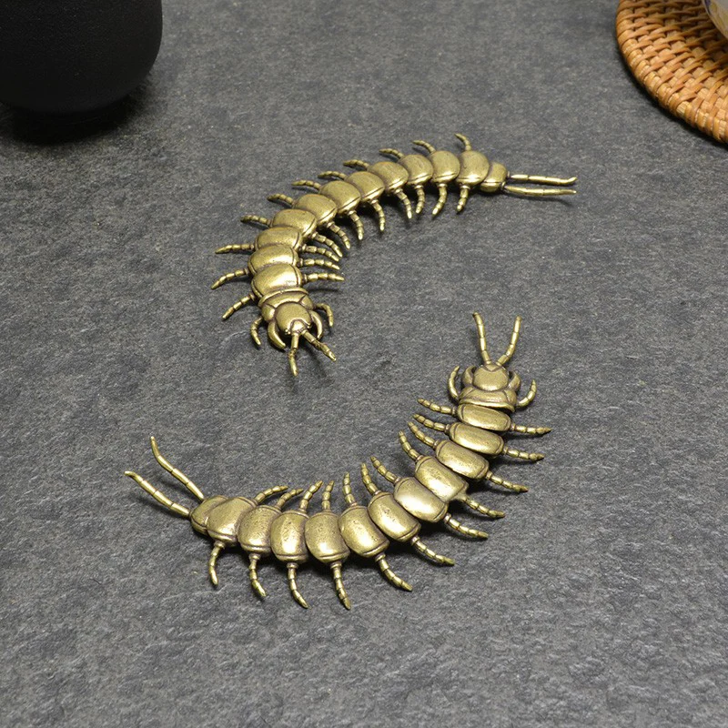 

Movable Copper Centipede Ornament Home Decor Simulation Animal Toy Figurines Miniatures Office Desk Decorations Crafts Tea Pet