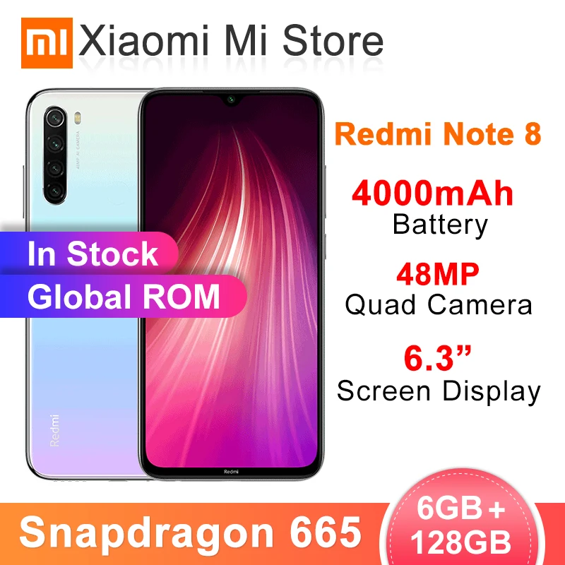 Смартфон Redmi Note 8 с глобальной ПЗУ 6 ГБ 128 48 МП четыре камеры Восьмиядерный