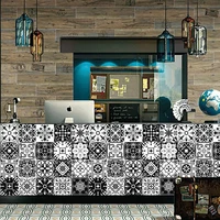 black and white retro pattern waterproof pvc cabinet wall stickers kitchen oilproof sticker home room decoration diy renew decor