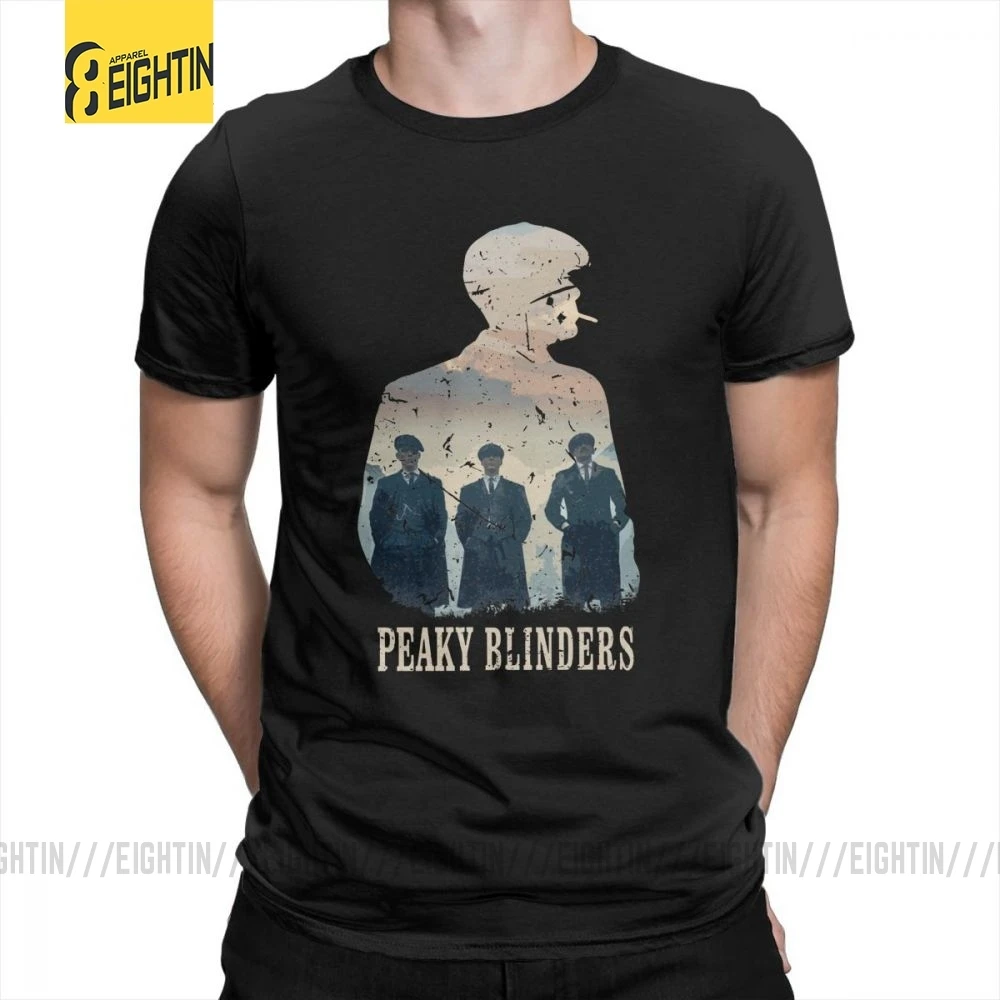 Peaky blinds футболки Уникальные для досуга Чистый хлопок мужские футболки с коротким рукавом o-образным вырезом футболки размера плюс популярный фильм - Цвет: Черный