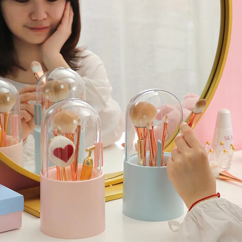 

Waterproof Contains Pearl Case Makeup Brush Storage Box Cosmetic Organizer Makeup Brush Barrel Holder Eyebrow Pencil Box
