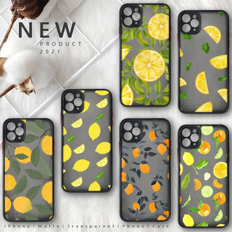 

lemon Phone Case For iphone 12 11 8 7 plus mini x xs xr pro max matte transparent cover