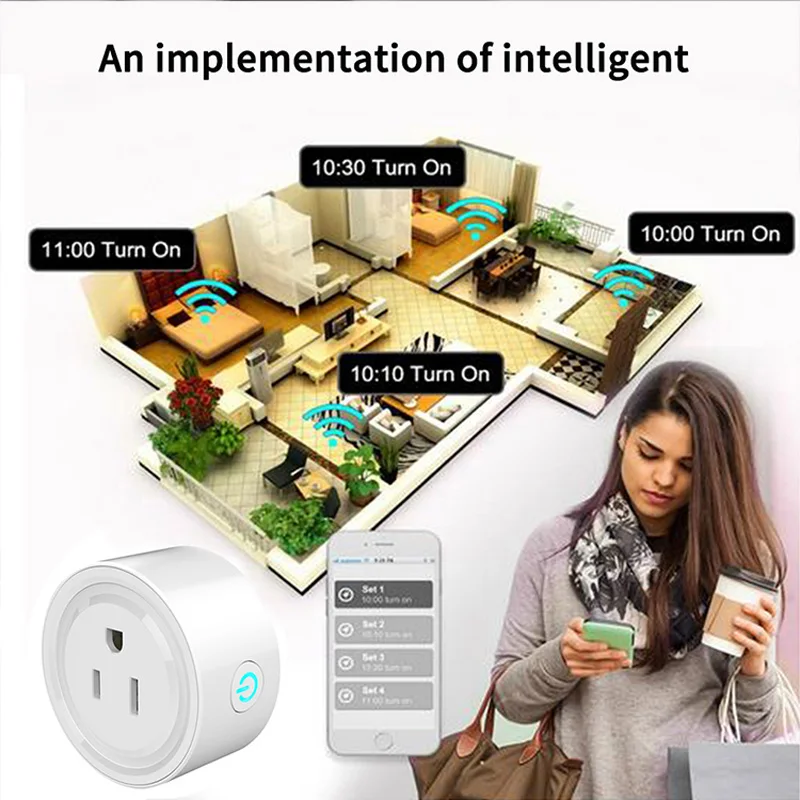 US Mini Smart Power Socket Plug WiFi Outlet Adapter APP Alexa Voice Intelligent Grouping Control Remote Switch Monitoring Timing |