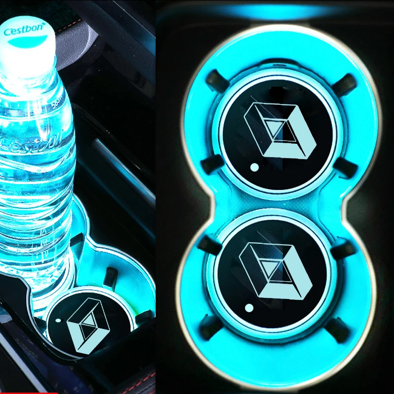 For Renault Kangoo Kadjar Trafic Twingo Scenic Clio Laguna 3 Accessories LED Water Coaster Glass Atmosphere Light Sticker | Автомобили и