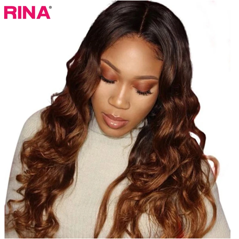 Rina Wig #1b 30 Colored Lace Front Pre Plucked Body Wave Human Hair Wigs Transparent Brazilian For Black Women | Шиньоны и парики