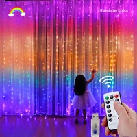 3x2m rainbow curtain lights led string garland fairy icicle decorative lights for christmas party bedroom wall wedding decor