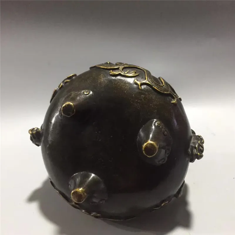 

Antique Collection Pure Copper Incense Burner Fengshui Ornament Brass Double Dragon Statue Hollow Out Censer Copper Ware Gift
