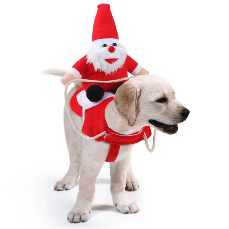 Милый костюм Санта Клауса для верховой езды оленя собаки теплая собака