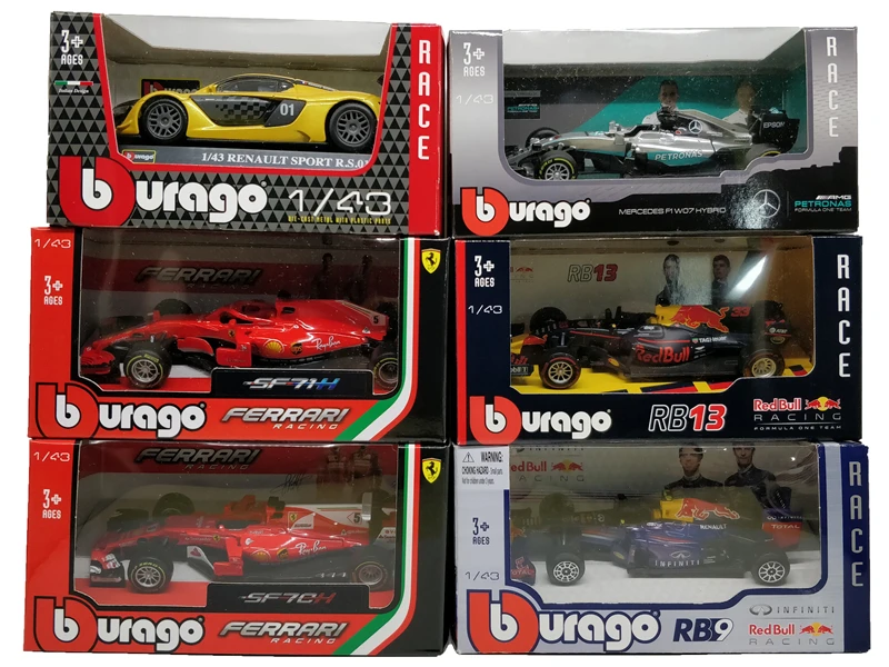 BBurago F1 масштаб 1:43 RedBull AMG W05 W07 W10 SF71H SF70H SF16 RB13 RB14 RB15 2019 SF90 литые гоночные модели