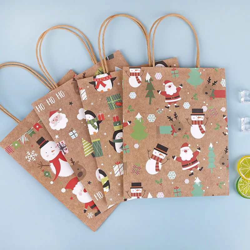 

12Pcs lot Multifuntion Christmas Paper Bag 32x12x26cm Festival gift bags with Handles Christmas Party Supplies For Event Party