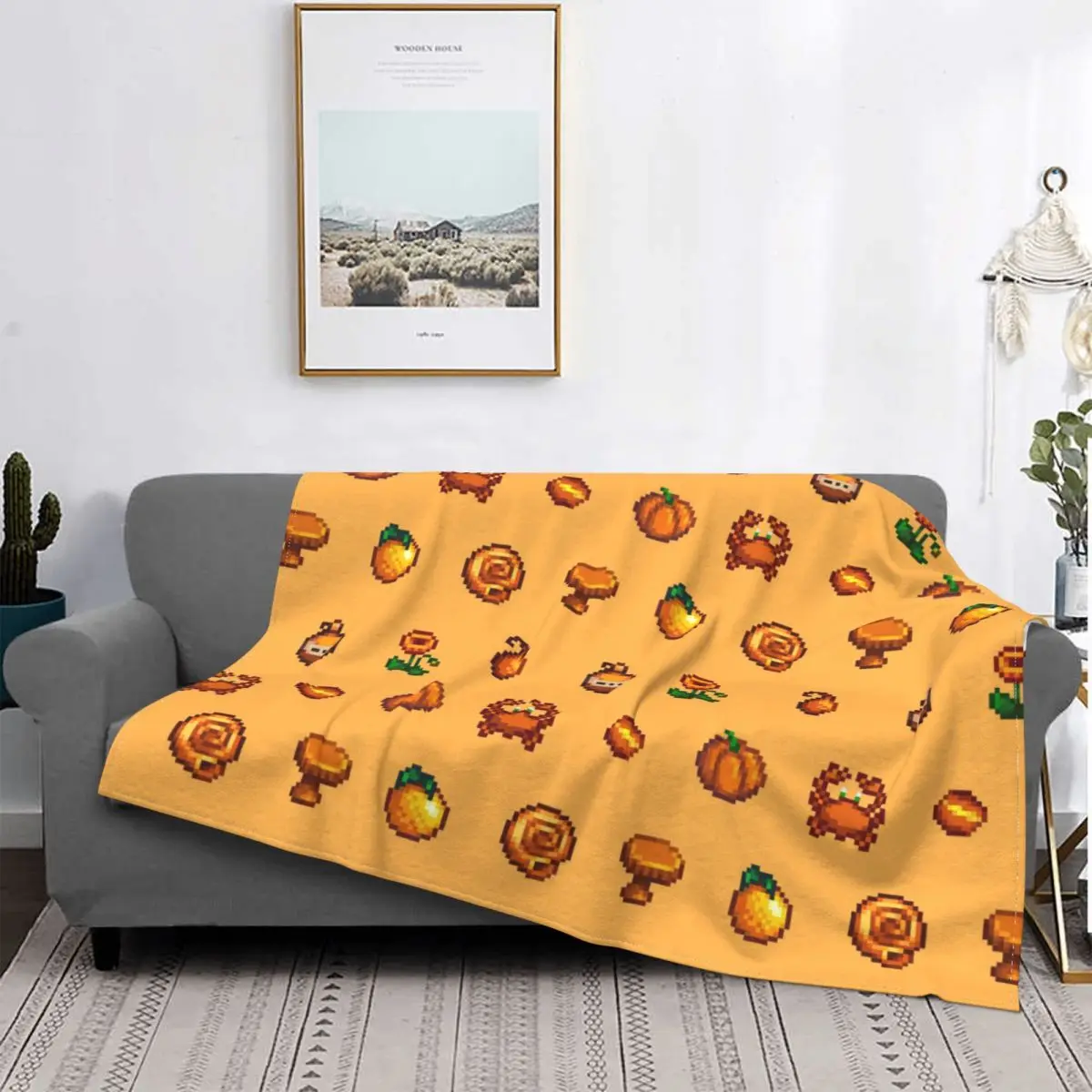 

Stardew Valley Leah Role Playing Game Blanket Flannel Orange Cozy Soft FLeece Bedspread