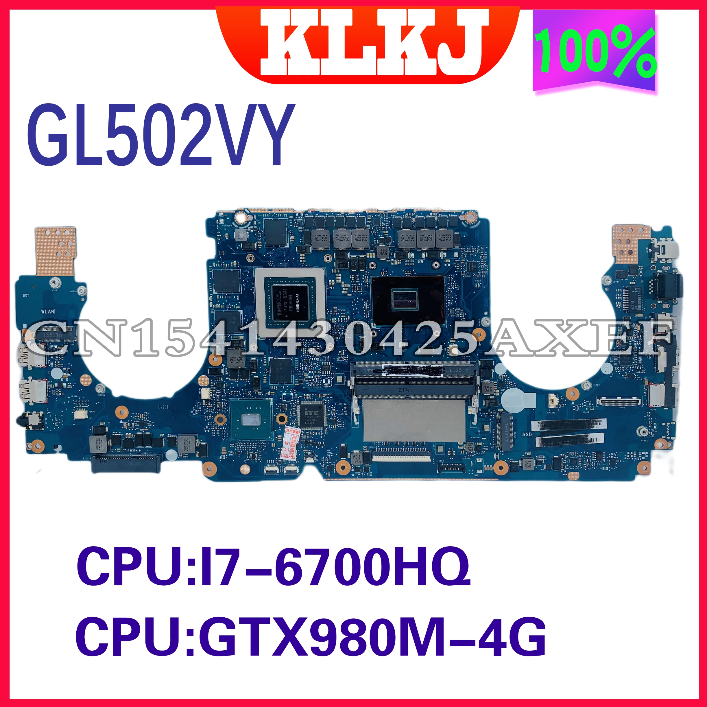 

GL502VY Laptop Motherboard For ASUS ROG GL502VY GL502VT GL502V Original Mainboard I7-6700HQ GTX980M-4GB 100% working well