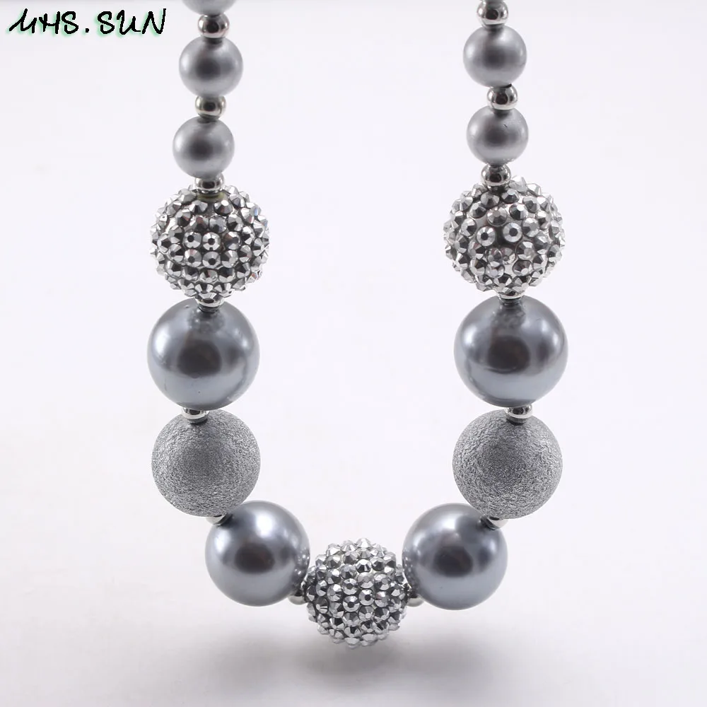 Массивное ожерелье из бусин MHS.SUN серебристые Стразы для маленьких детей круглые