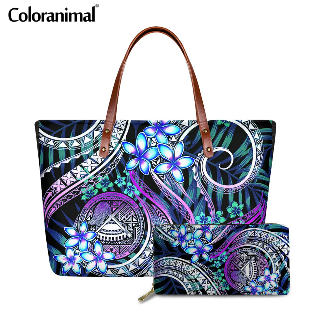 Coloranimal Самоанская полинезийская Плюмерия печатных сумка для Для женщин большая