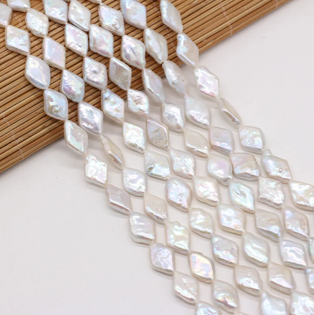 

MeiBaPJ 10*27mm Natural Freshwater Pearl Beads White rhombus DIY jewelry accessories semi-finished manual jewelry production