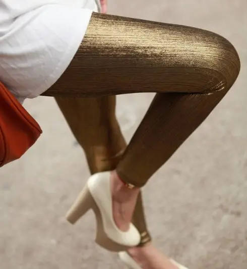 Бесплатная доставка Лидер продаж модная женская Золотая фотография|silver leggings|fashion