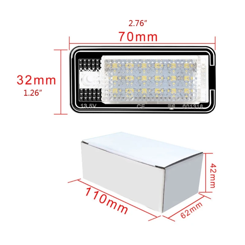 

2pcs 18 LED 6500K License Number Plate Light Lamp For A3 S3 A4 S4 A6 C6 A8 S8 Q7