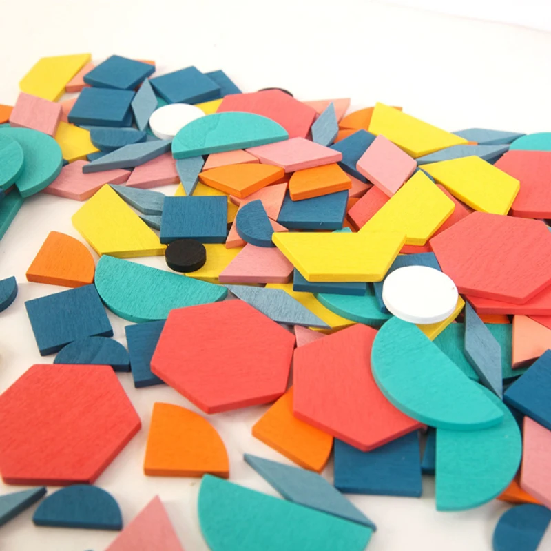 

Children's Wooden Toys Puzzle Fun Game Early Education Geometry Creative Puzzle 180 Pieces Of Tangram Shape Matching Toys