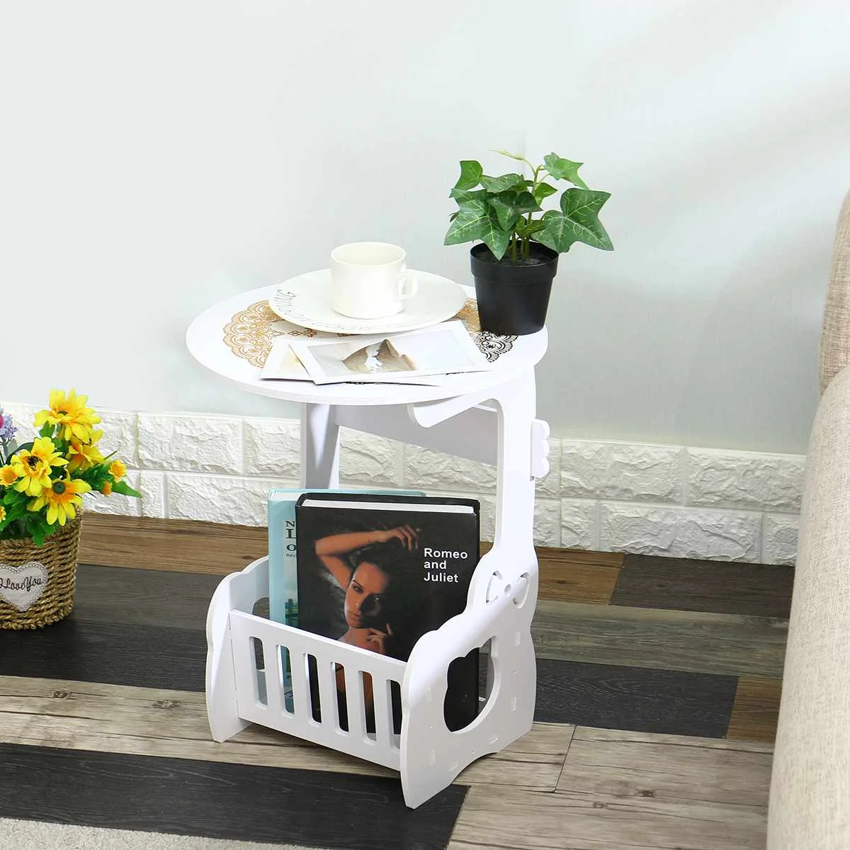 Маленький круглый журнальный столик поднос для закусок и сервиса чая