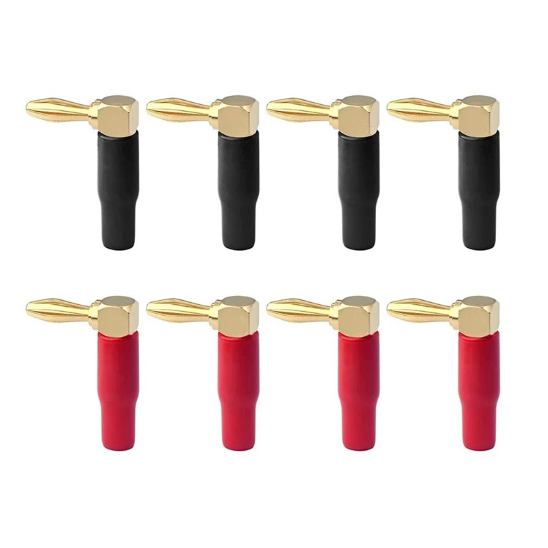 

Set Of 8 Gold Plated 90 Degree Right Angle Banana Plugs For Loudspeaker