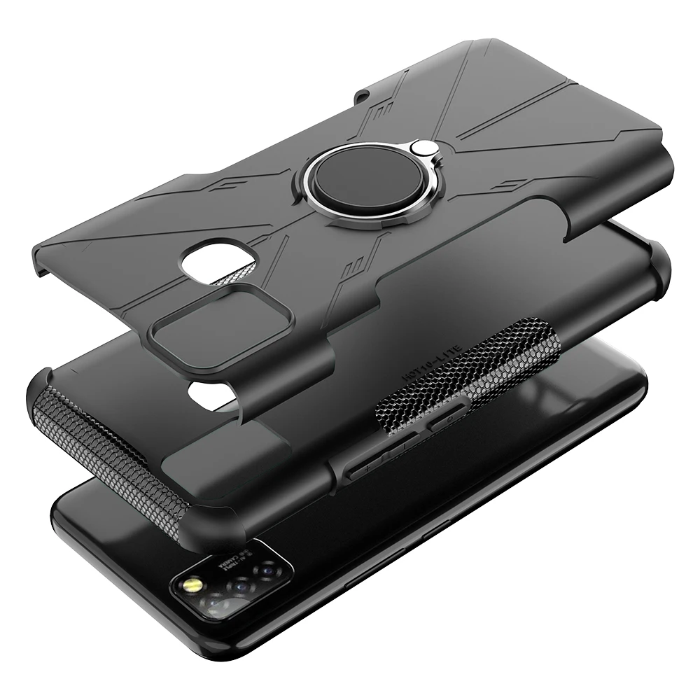 for infinix hot 10 lite case luxury armor shockproof phone cases for infinix hot 10 lite car magnetic ring silicone bumper case free global shipping