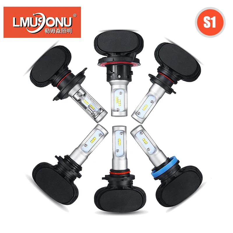 

2Pcs S1 CSP H8 H11 H4 Car Led Headlight H7 H1 H3 Headlight Bulbs For Auto H27 881 HB3 HB4 12V 50W 8000LM 6500K