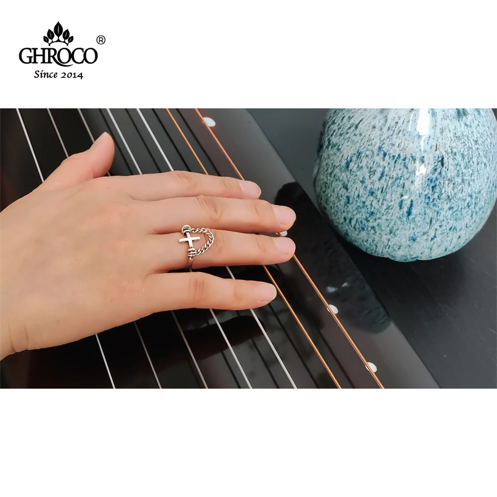 

CHROCO Charming Cross Shape Women's Simple and Fashionable Index Finger Jump Ring for Ladies&Lover's Gift