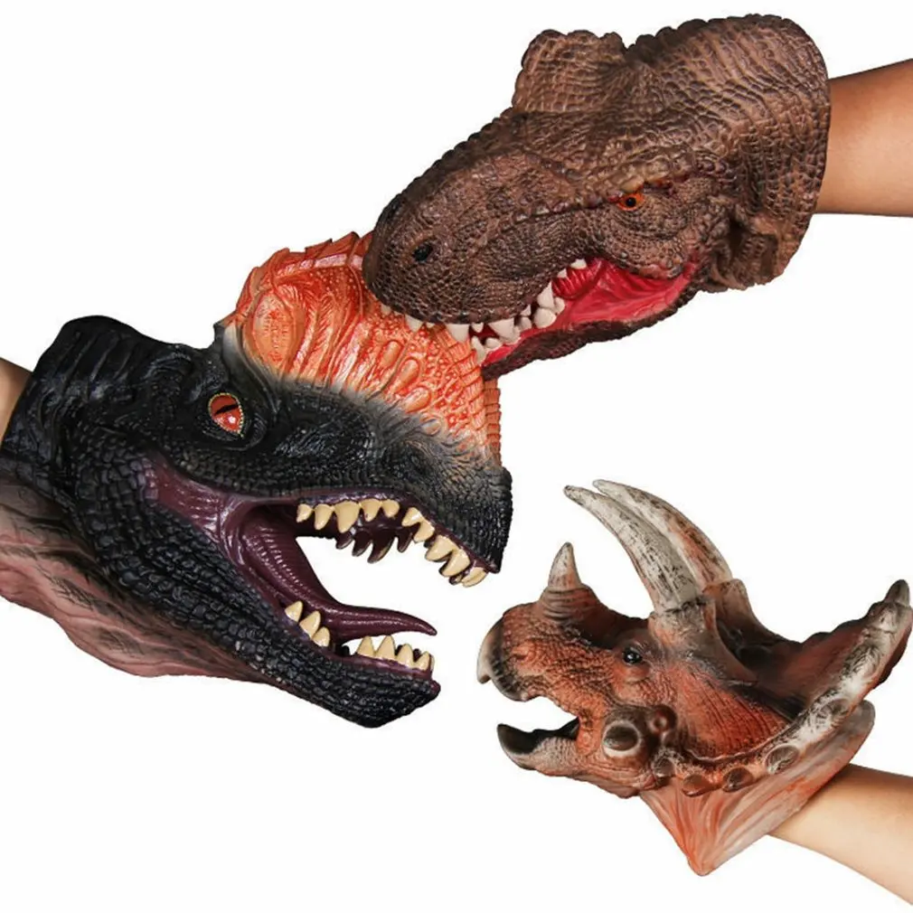 

Игрушки-Динозавры, ручные куклы, голова динозавра, перчатки, мягкие натуральные латексные резиновые животные, набор ручных кукол для детей, ...