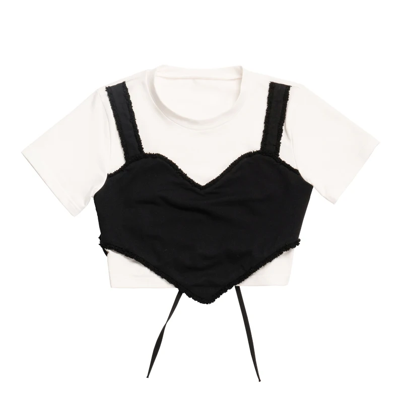 Модные кроп-топы в стиле Харадзюку готические футболки с коротким рукавом для