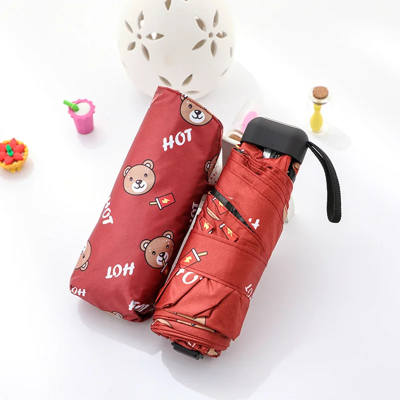 Милый Зонт с медведем дождь женские складные зонты пятью карманами зонтик для