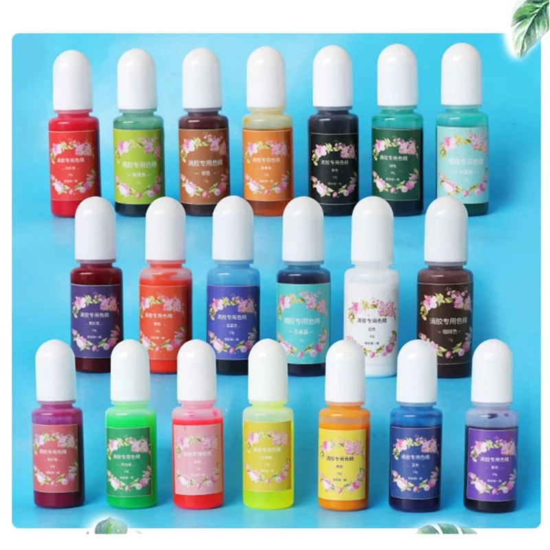 

2021 New 24 Bottles Alcohol-Based Inks & 24 Translucent Crystals Epoxy Resin Pigment Kit